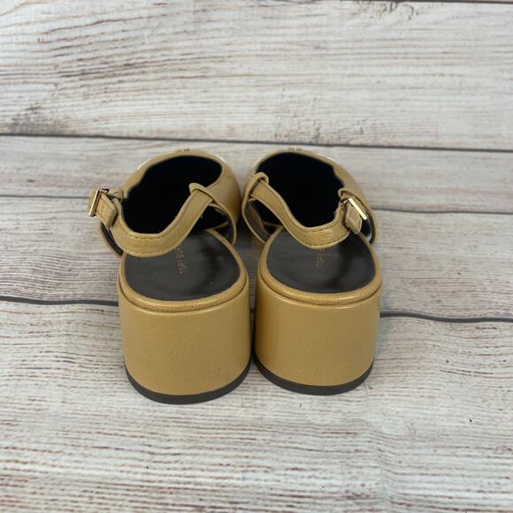 Tory Burch Cap-Toe Womens Sz 7M Slingback Heels Ginger Shortbread Spark Gold - Picture 5 of 9